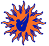 Clavadistas del Sol Logo Clavadistas del Sol logo featuring an orange sunburst with a blue silhouette of a diver in the center on a blue background.