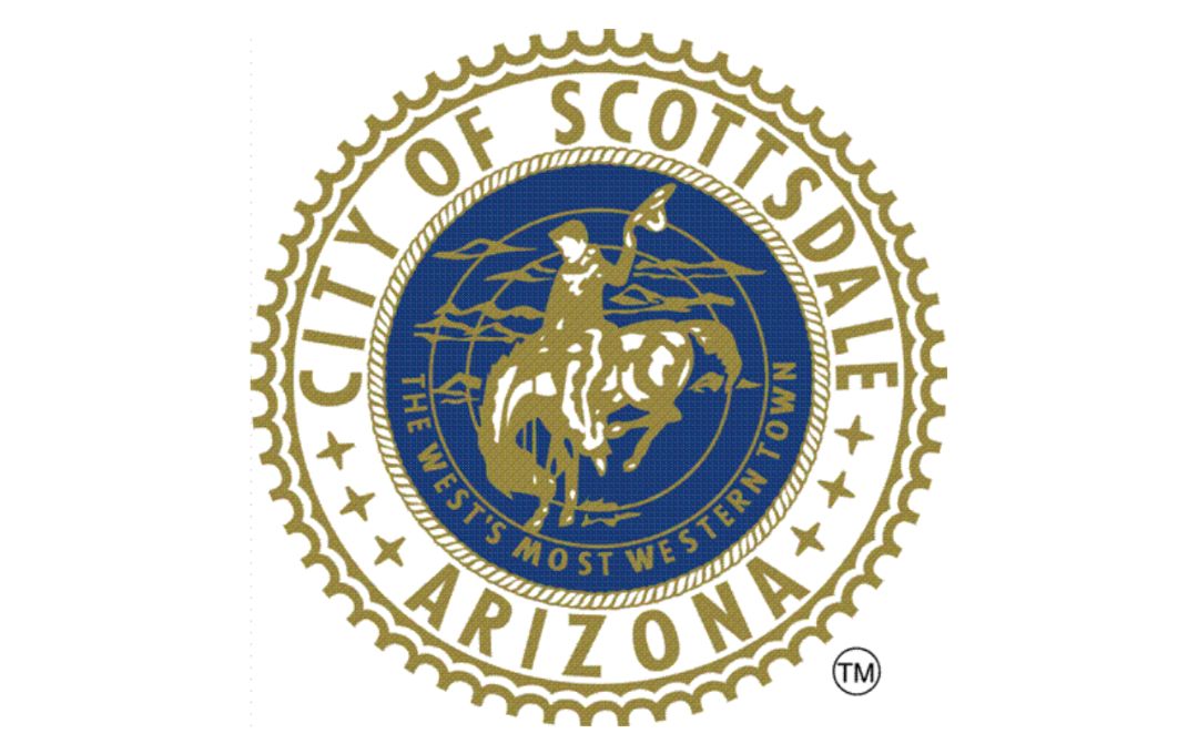 City of Scottsdale, Arizona official seal with cowboy on horseback