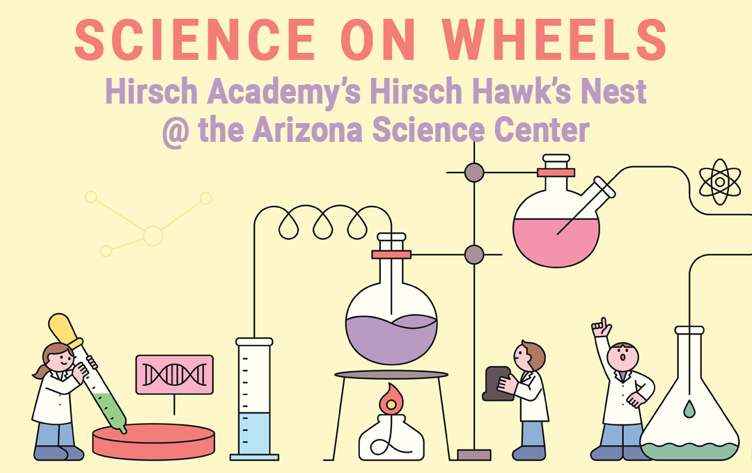Cartoon beakers and scientists