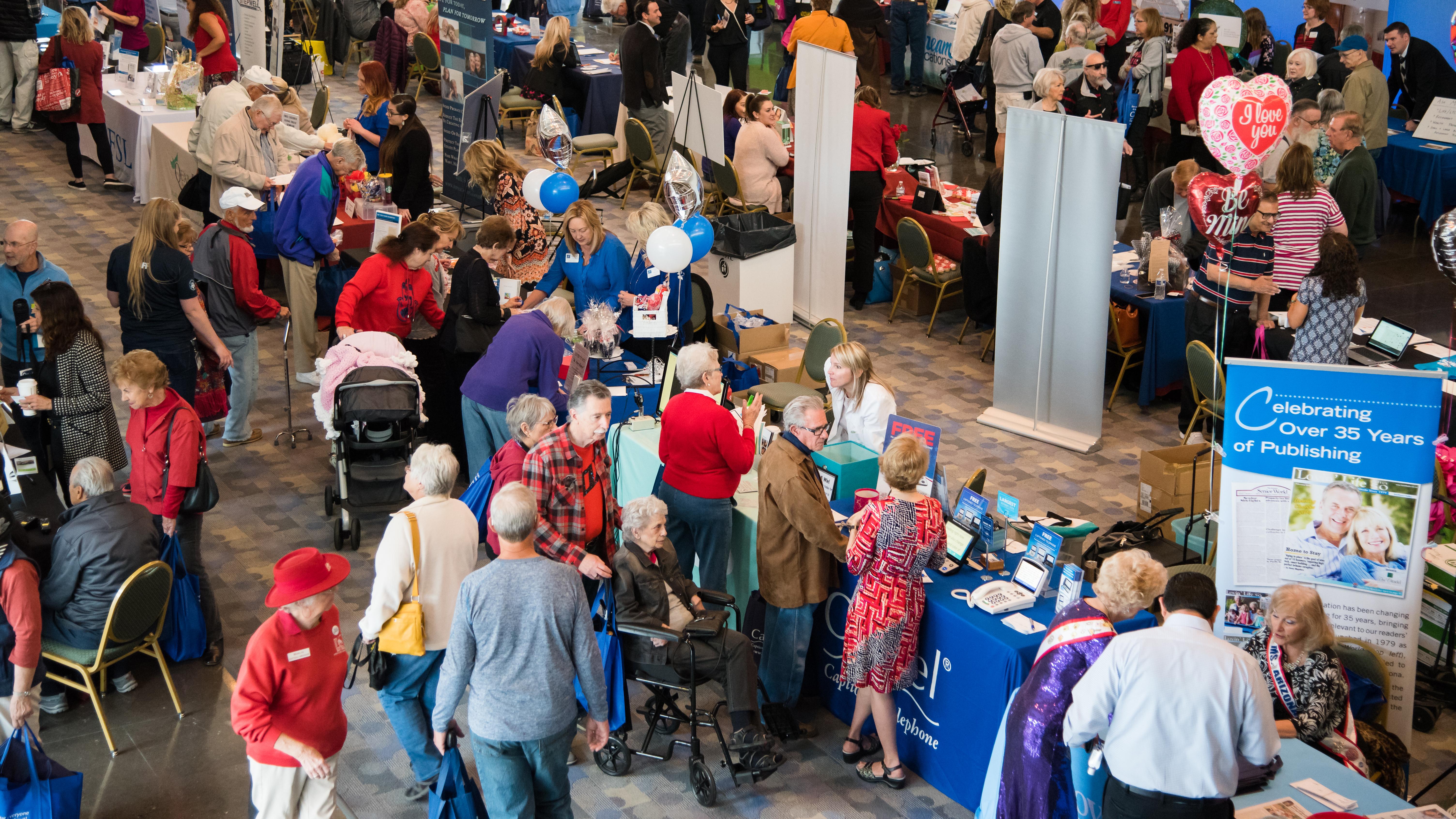 Image of senior citizens attending a senior citizens expo event