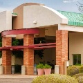 via linda senior center - image of a parking lot with large red and tan building