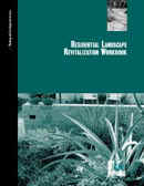 Workbook cover featuring desert landscape plants with teal banner and title about residential revitalization.