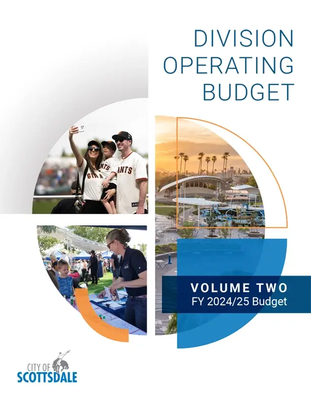 City of Scottsdale Division Operating Budget cover with community photos and FY 2024/25 title.