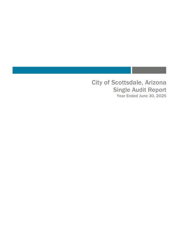 Minimal cover for Scottsdale Single Audit Report with colored bar and fiscal year text.
