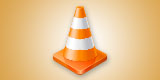Illustration of an orange and white traffic cone on a light orange background.