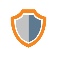 Orange-bordered security shield icon representing protection, safety, and regulatory code enforcement principles.